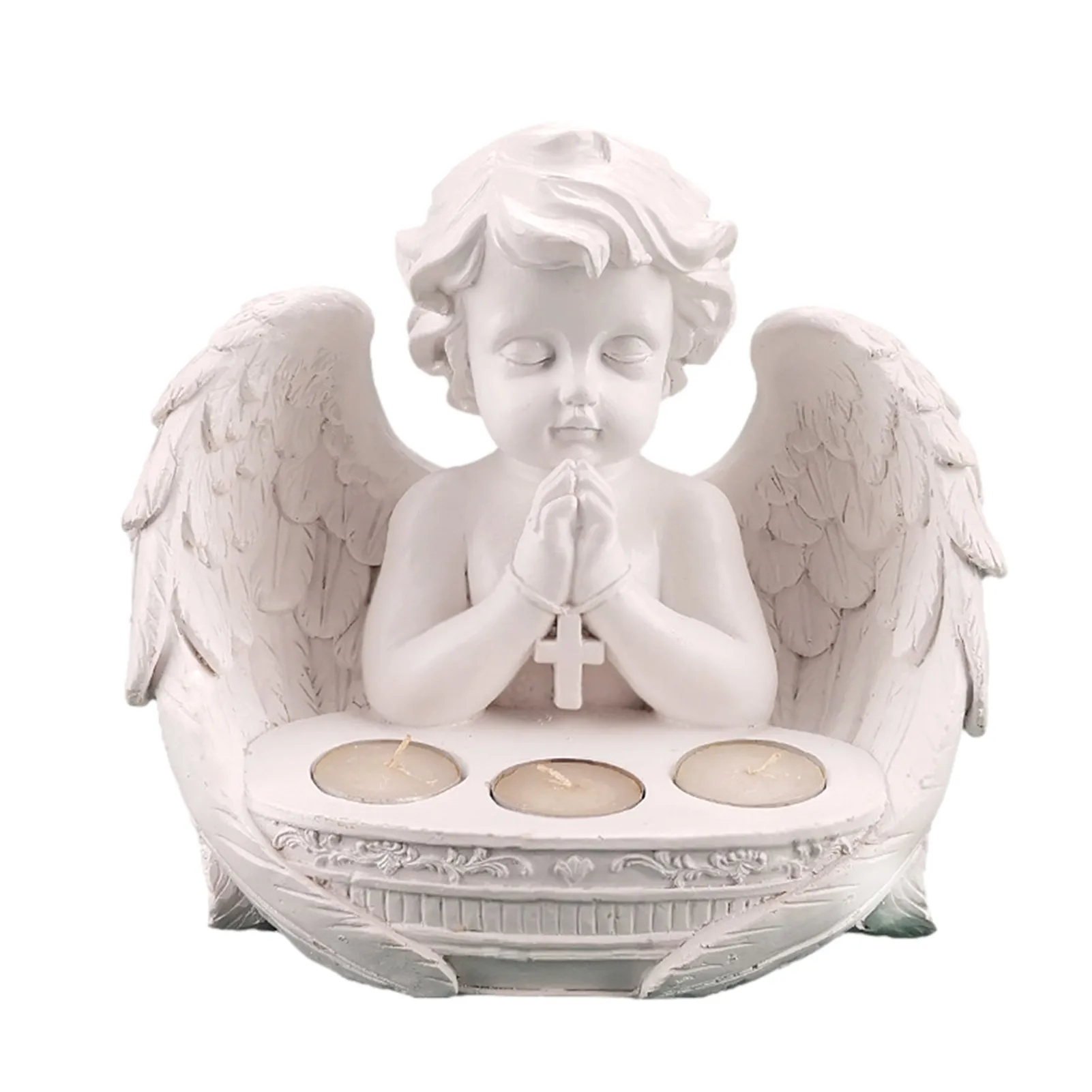 Angel Candle Holder Decoration Statue Table Resin Figurine Sculpture Ornaments Candlestick European Durable Office Home Decor