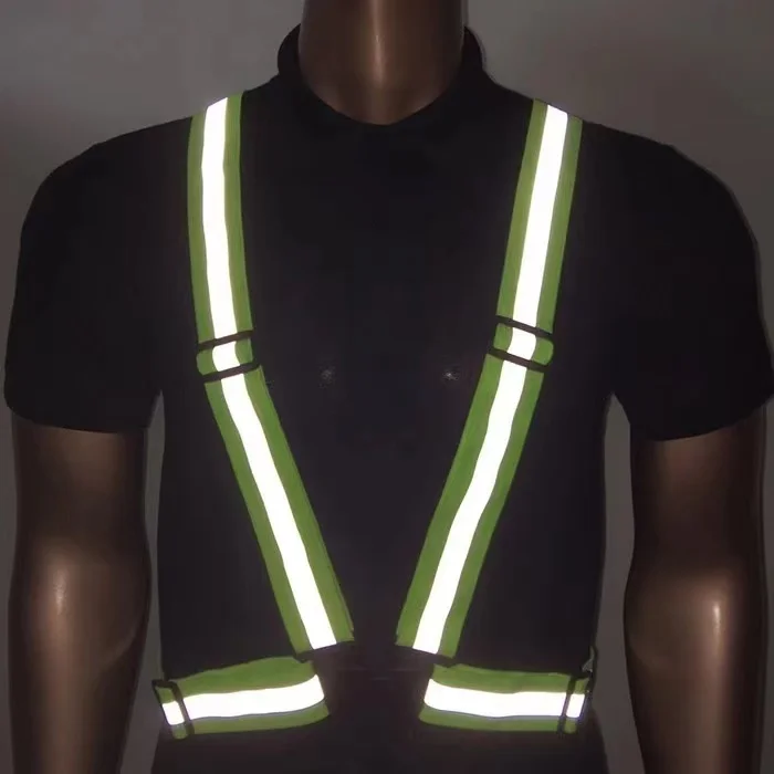High Visibility Reflective Safety Vest Suspenders Adjustable Belt Outdoor Running Reflective Safety Vest Straps