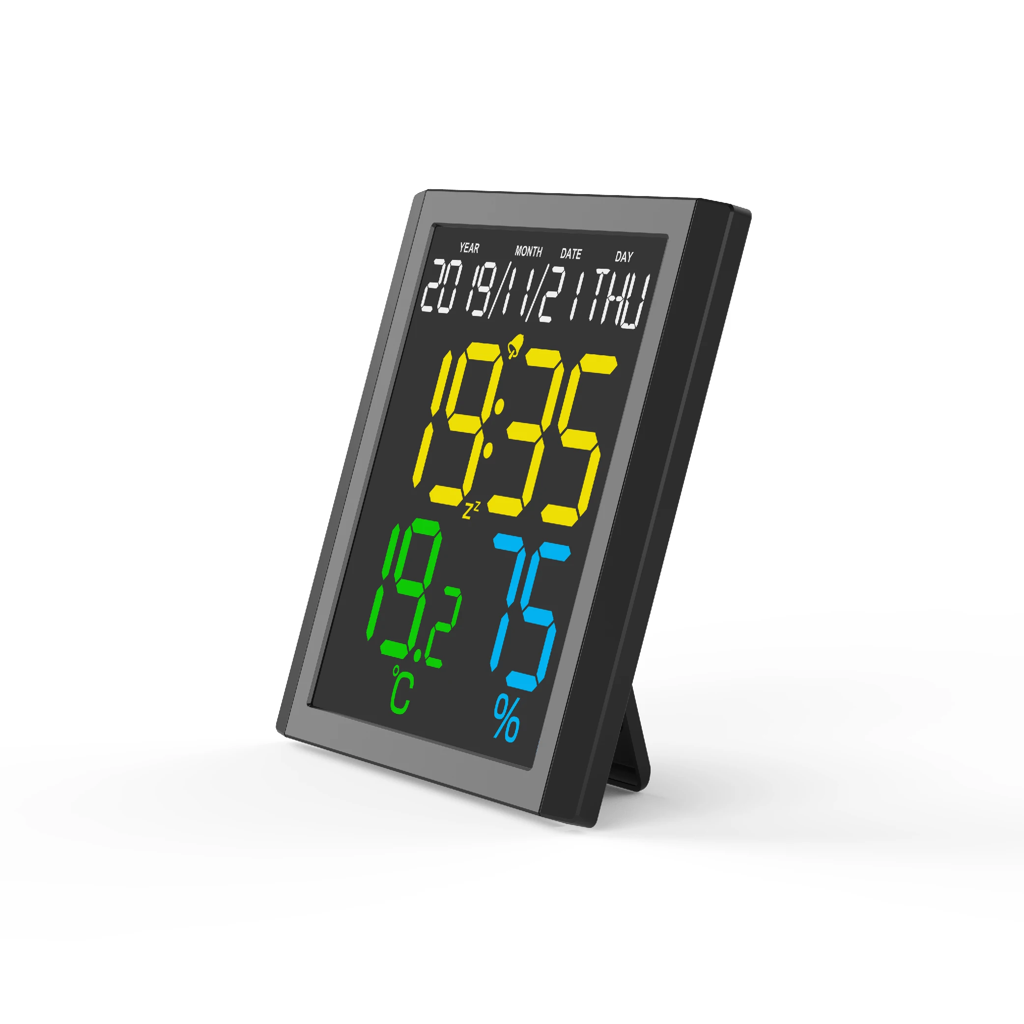 EWETIME Big Screen Wall Clock Table Clock Decoration with Calendar Thermometer and Hygrometer LED Display