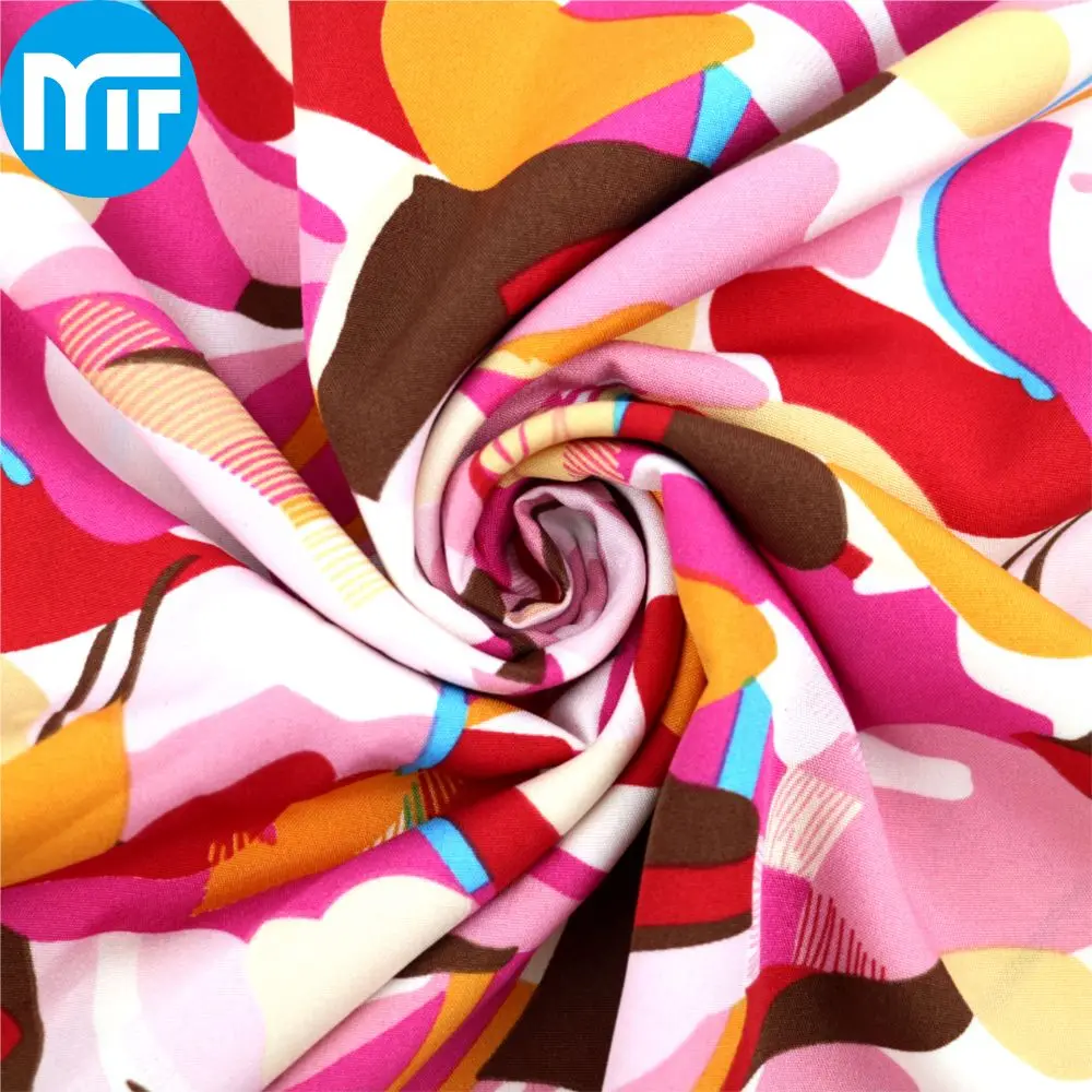 Wholesale Camo Stretch Custom 97% Polyester 3%Spandex Crepe Four Way Woven Printed Fabrics Garments Women Dress Clothing Lining