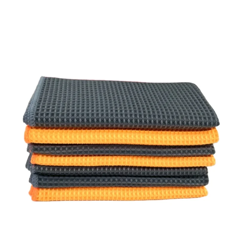 Factory wholesale microfiber woven cloth dyed waffle glass pineapple grid car wash clean towel