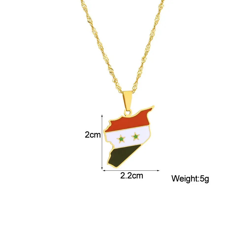 High quality Stainless Steel Syria Flag Necklace Syrians Map Pendants Necklace wholesale