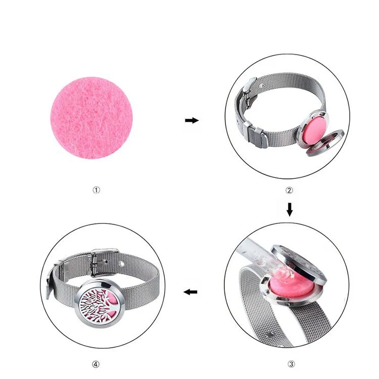 Stainless Steel Magnet Hollow Perfume Aromatherapy Essential Oil Watch Strap Bangles Titanium Steel Perfume Diffusion Bracelet