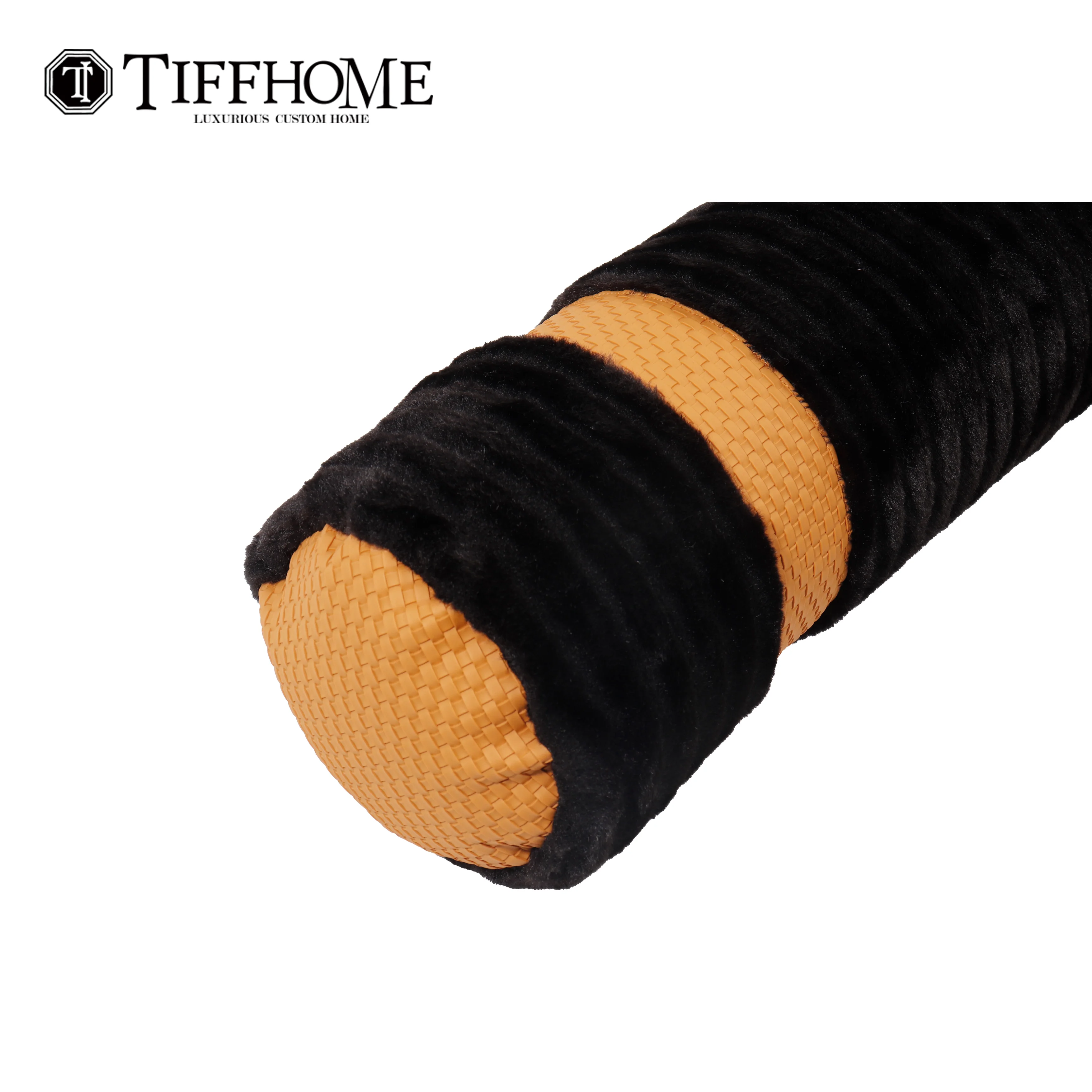 TIFFHOME Organic Customized Leather And Fur Cylindrical Pillow Bed Sofa Throw Pillow Cover Home Decorative Cushion Cover
