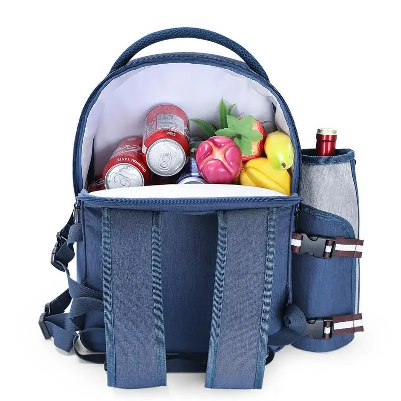 Oxford Cooler Bags Backpack for Outdoor Camping Insulation Bagpack with Tableware Holder and Pouch Waterproof Lunch Picnic Bags