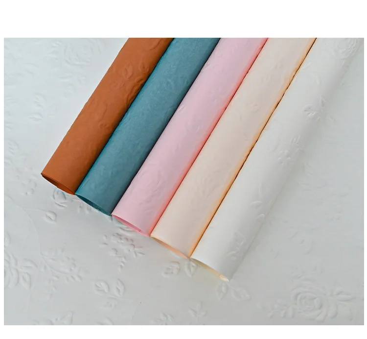 LONGSUN Floral gifts flowers bouquet wrapping paper three-dimensional art embossing paper, rose embossing paper