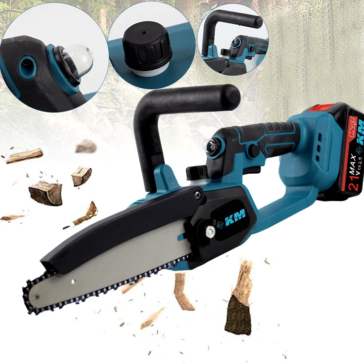 KM Handheld Lithium Battery Chainsaw Garden Tools 12 inch Wood Cutting Machine Chainsaw