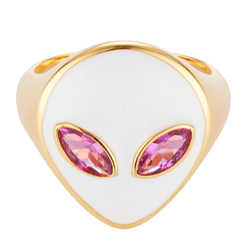 Vershal  C5-50 Alien Cute Hot Sale Real Gold Plated Chic Fashion Jewelry Rings Women