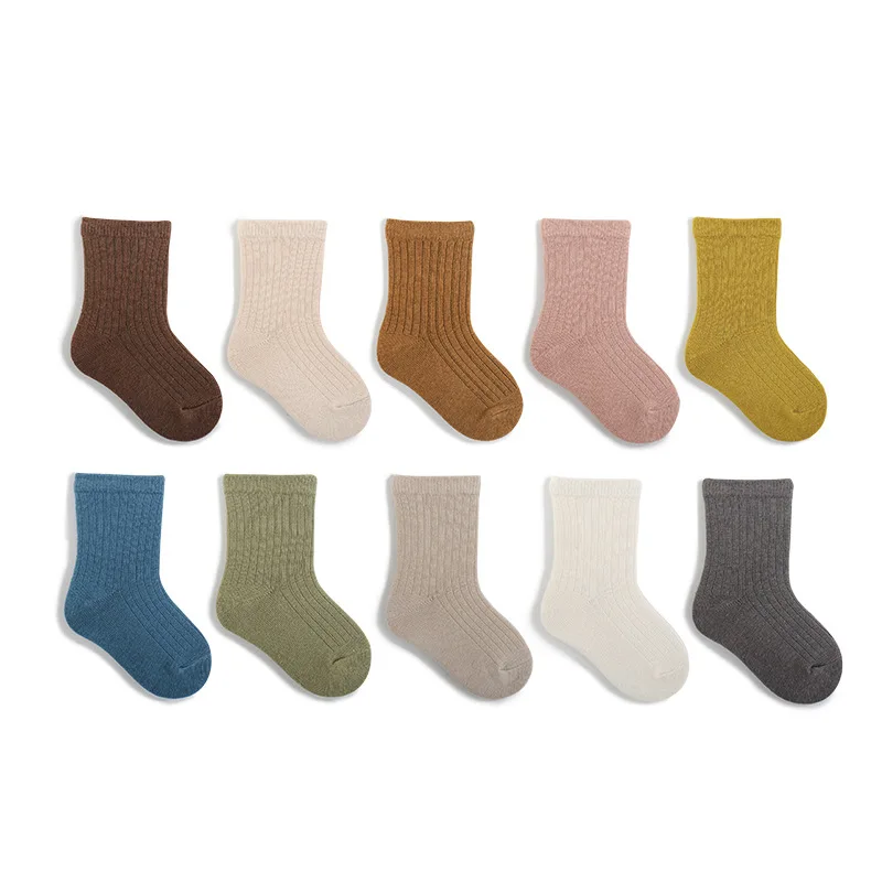 Korean Solid Color Infant Girls Boys Socks Simple Baby Cotton Socks Warm Newborn Long Sock