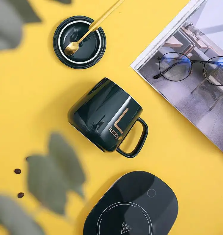 USB Office Home Gift Set Smart Electric heating coaster Thermotatic Ceramic Water Coffee Mug Warmer Cup Heater