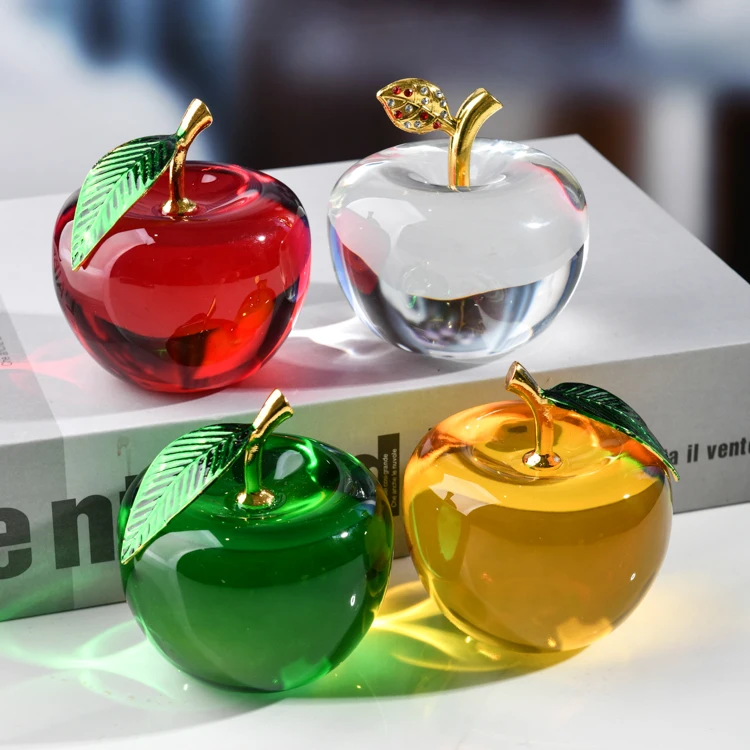 Hot Selling Amazon Multiple Sizes Factory Price 70mm Glass And Crystal Apple Ornaments