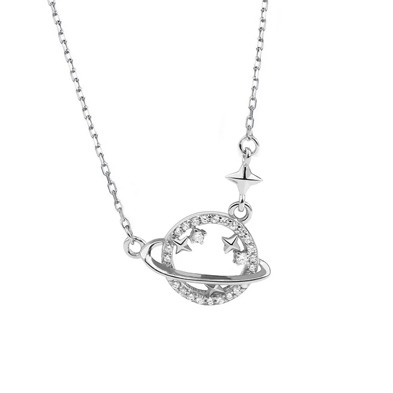 
Модное женское медное позолоченное ювелирное изделие, ожерелье с подвеской в виде планеты мечты и звезды 