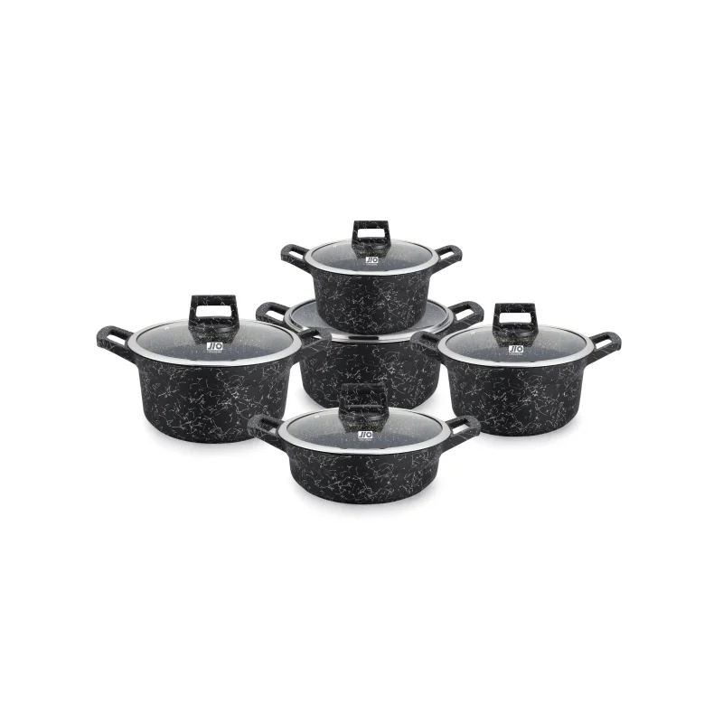UCCLIFE kitchen wares wholesale 10PCS NON STICK GOLF  COOKWARE SET glass lid soup pot