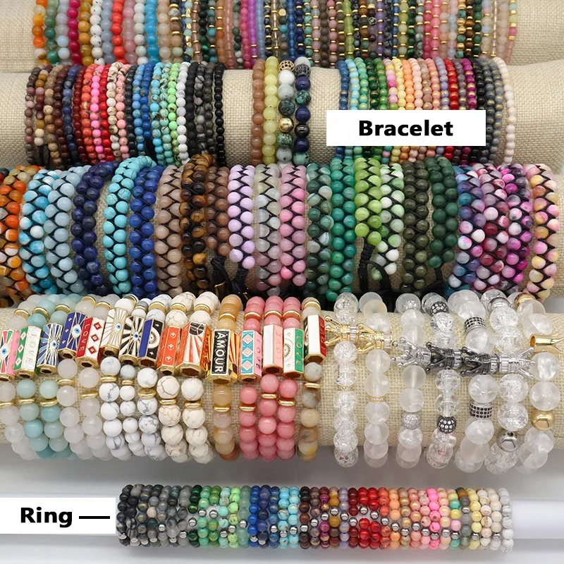 New Design Handmade OEM Healing Bohemia Gemstone Beads Ring Jewelry Woven Natural Stone Custom Logo Women Men Macrame Bracelet