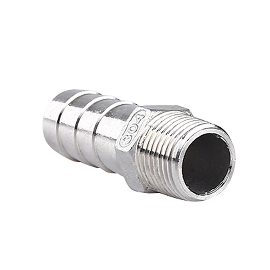 Manufacturing One end threaded 304 stainless steel gas pipe end to rubber hose coupling