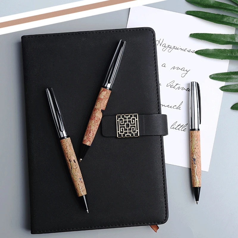 Creative Business Advertising Office Gift Pen Wood Grain Heavy Metal Rotating Ball Pen with Custom Logo