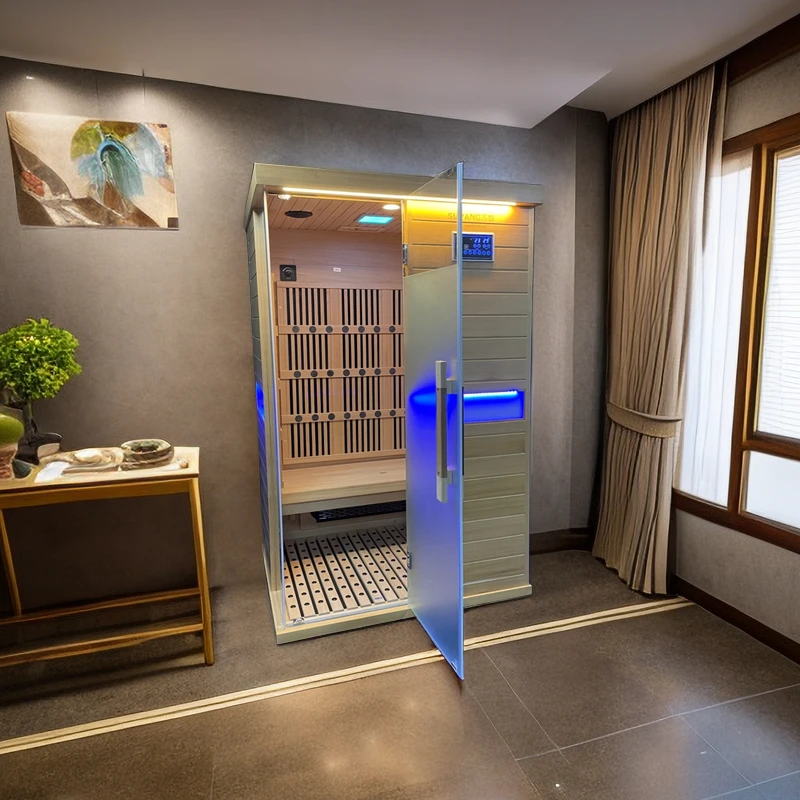 Home Use big Indoor Sauna Equipment infared sauna solid wood 2 person dry steam sauna room