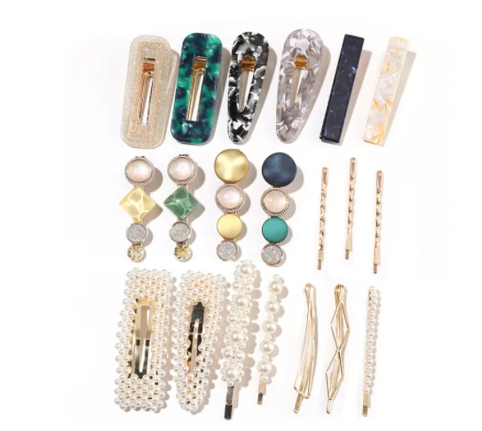 hot selling pearl diamond crystal hair clips hair pins sets summer classic heart star flower hairclips Barrettes hair ornament.png