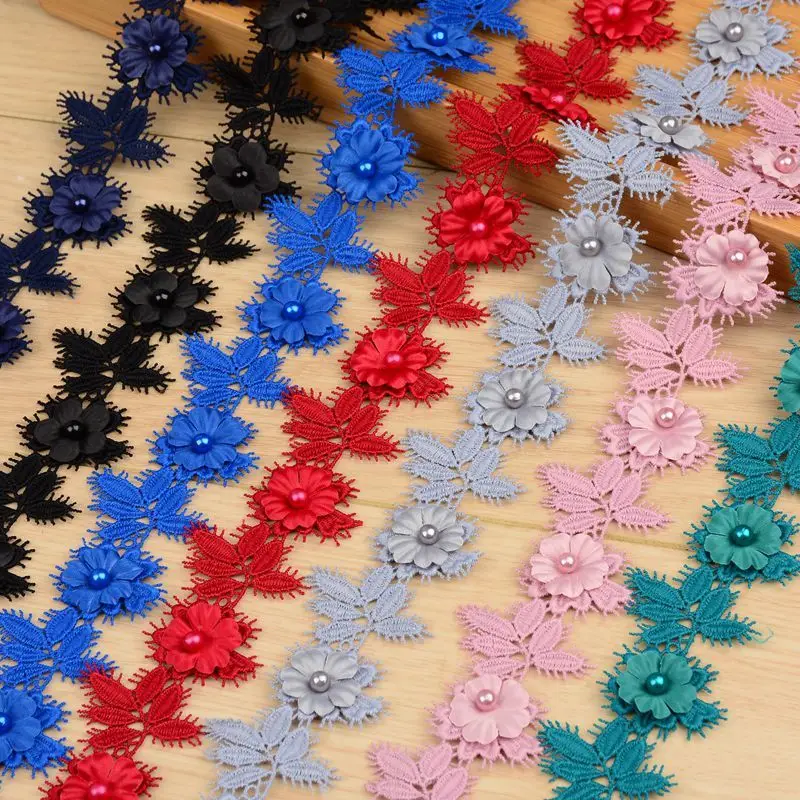 Wholesale Mesh Lace Trim Ribbon  Diy New Fancy Handmade Floral Organza Lace Fabric Clothes Home Textiles Decoration