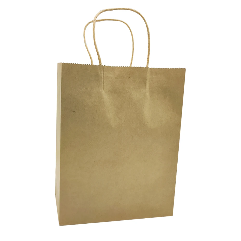 100% Recyclable Eco-friendly Paper Bag Handle Craft Paper Bag Kraft Paper Bag Custom Printed Logo Solid Durable Bottom Brown CZY