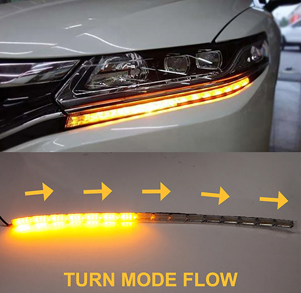 New Tuning Flexible LED Daytime Running Lights Switchback Turn Signal White Yellow Blue Lamp DRL For Headlight Auto Parts