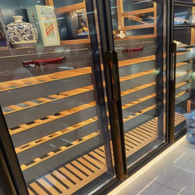 300L Touchscreen Digital Climate Control Stainless Steel Surface Wooden Shelf Wine Cooler And Cabinet  For Restaurants