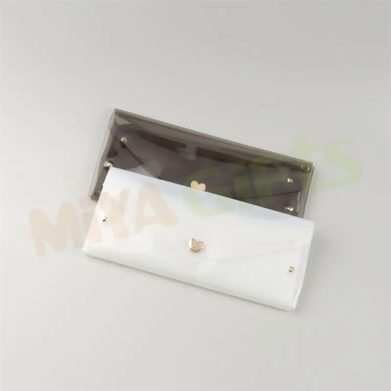 personalized PVC plastic clear pouch cosmetic transparent clear bag medium clutch pencil case