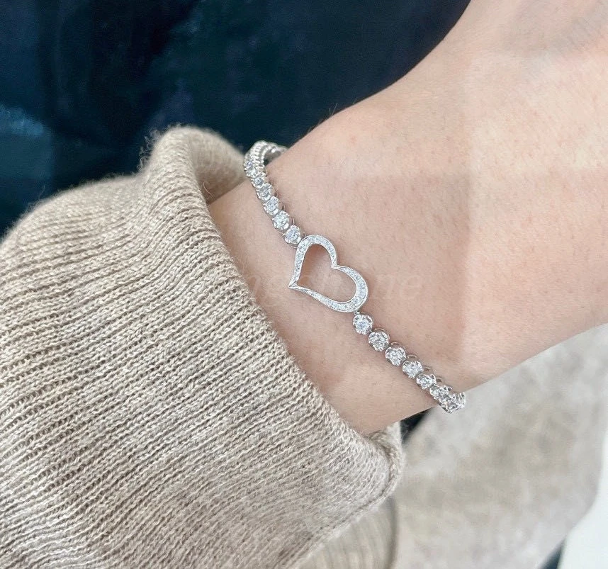 Longshine New Design 18K Gold White Color High Quality Heart Shape Women Bracelet