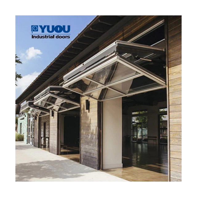 Villa Luxury Clear Frosted Full View Aluminum Automatic Double Modern Insulated Top Bifold Up Glass Garage Door For Sale