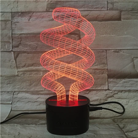 Unique Spiral Lamp 3D LED Night Light, Newest Acrylic Light Bilb Night Lamp With Speaker, Creative Wireless Speaker Nightlight