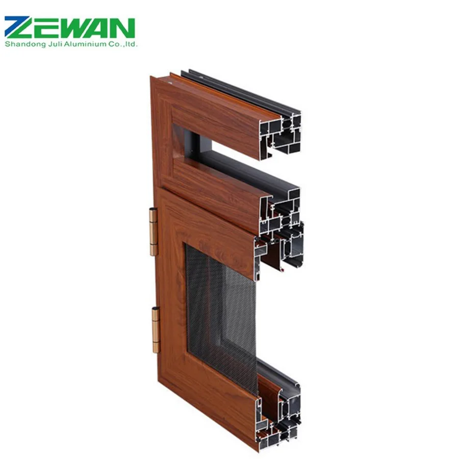 Manufacturer Custom Wooden Window Frames Designs Aluminium Door Frame Aluminum Extrusion Profile for  Folding Windows and Doors