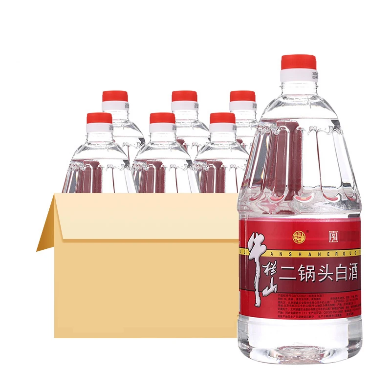 
Beijing er guo tou Plastic Bottle 42% Vol 2000ml 6 Bottles of Light Fragrance Liquor Box 