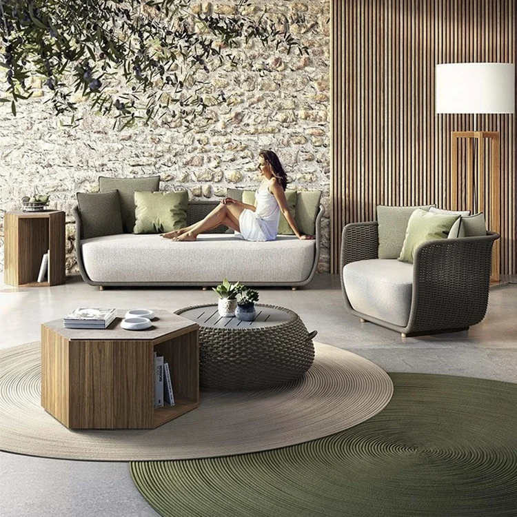 Factory Price PE Wicker Rattan Patio Leisure Hand Weave Exterior Weather Proof Outdoor Furniture Garden Sofa Sets