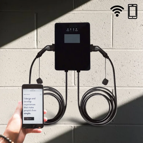 22kw(11kw*2) YALUN Electric Vehicle Wall Box EV Car Charger Station with type 2 Charging Connector