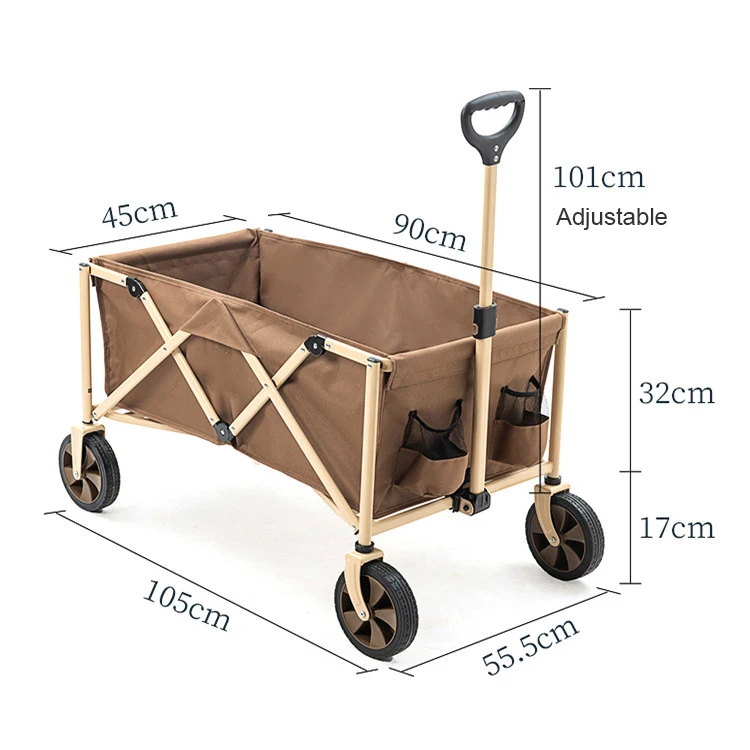 Outdoor Collapsible Utility Camping Garden Metal Folding Beach Wagon Cart with Balloon Wheels