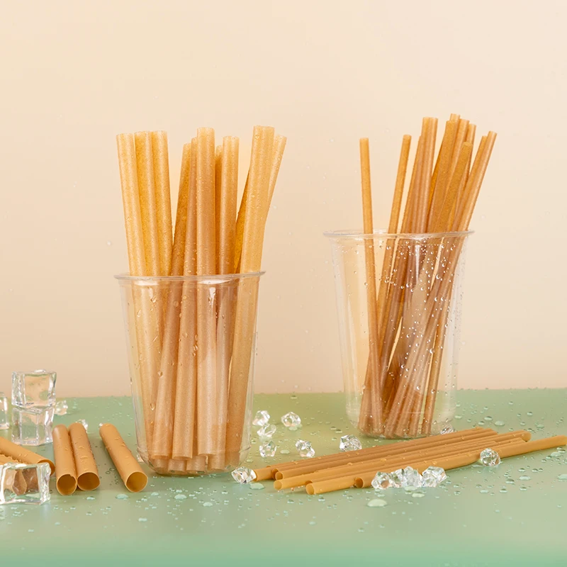 LOKYO wholesale single wrapped eco friendly sugarcane pulp juice drinking straws compostable boba tea cup straw