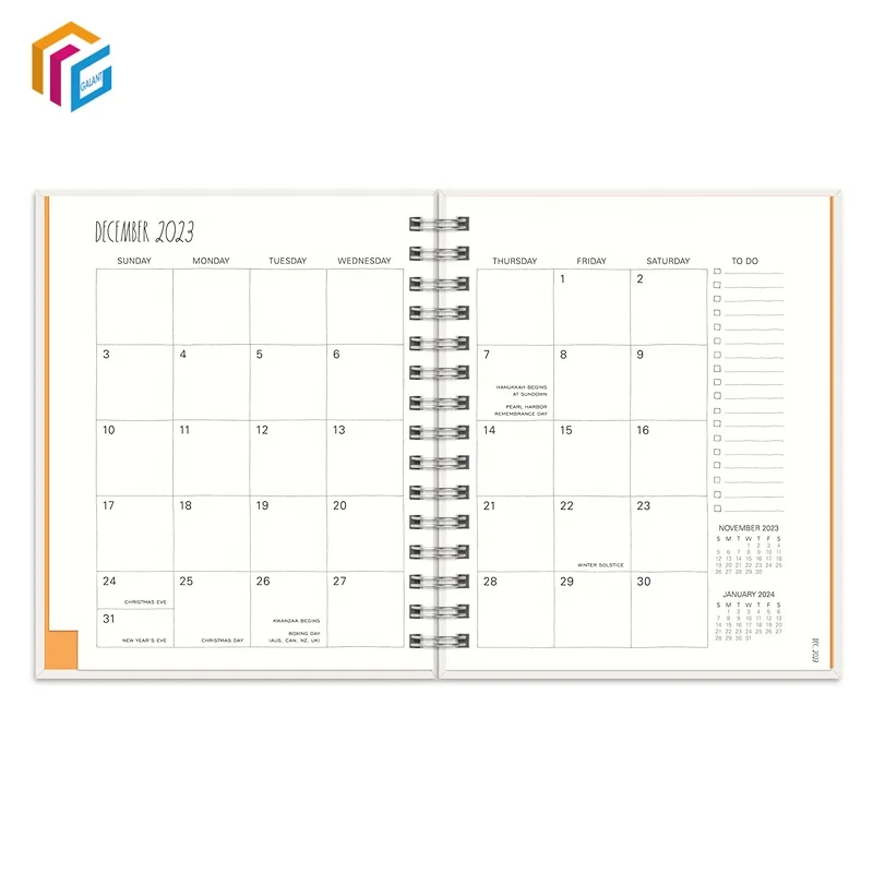 Personalized Custom Printing A4 A5 Spiral Binding Paper Notebook with Golden Corner