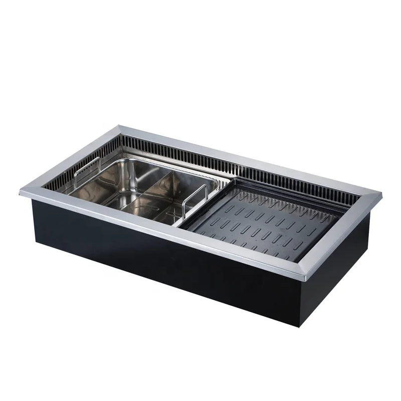 Modi kitchen equipment commercial electric hot pot barbecue korean smokeless shabu shabu bbq grill tables for restaurant