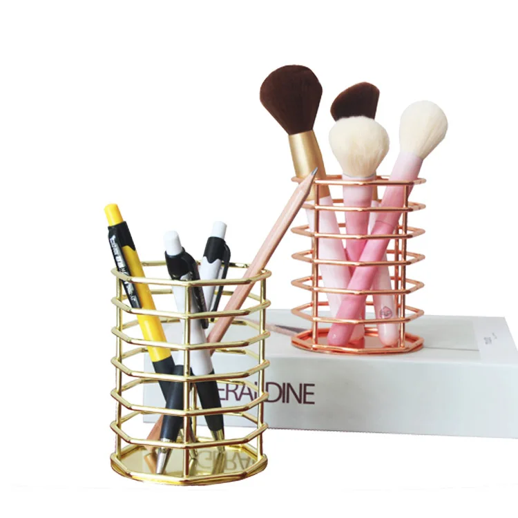 
Household metal pen container makeup brush holder 