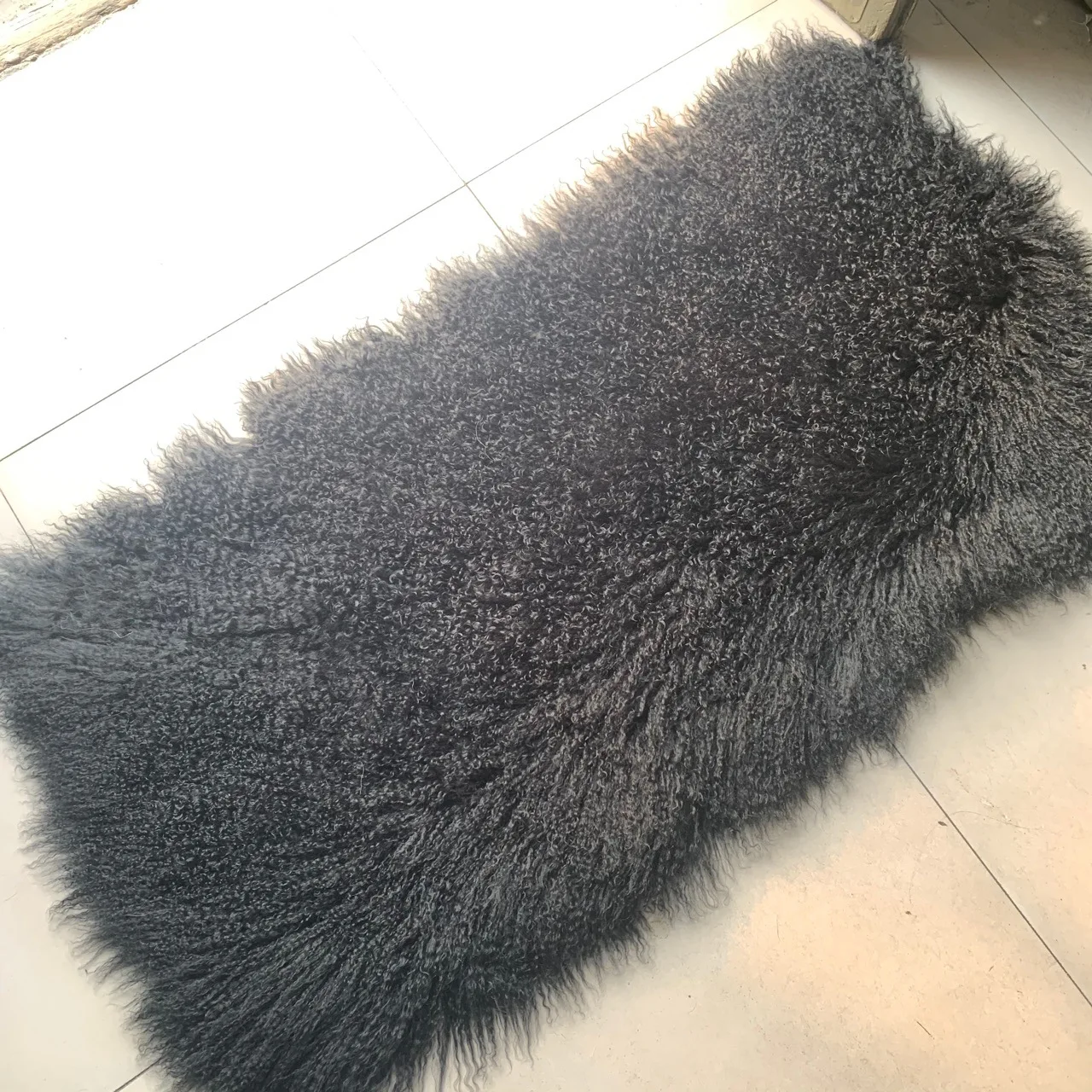 Wholesale Long Curly Hairs Mongolian Lamb Fur Plate Real Tibetan Lamb Fur Plate For Garment
