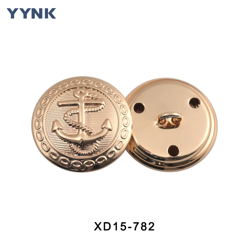 Professional Factory Quality Assurance Custom shape Embossed Gold Brass Shank Button for Uniform Clothing