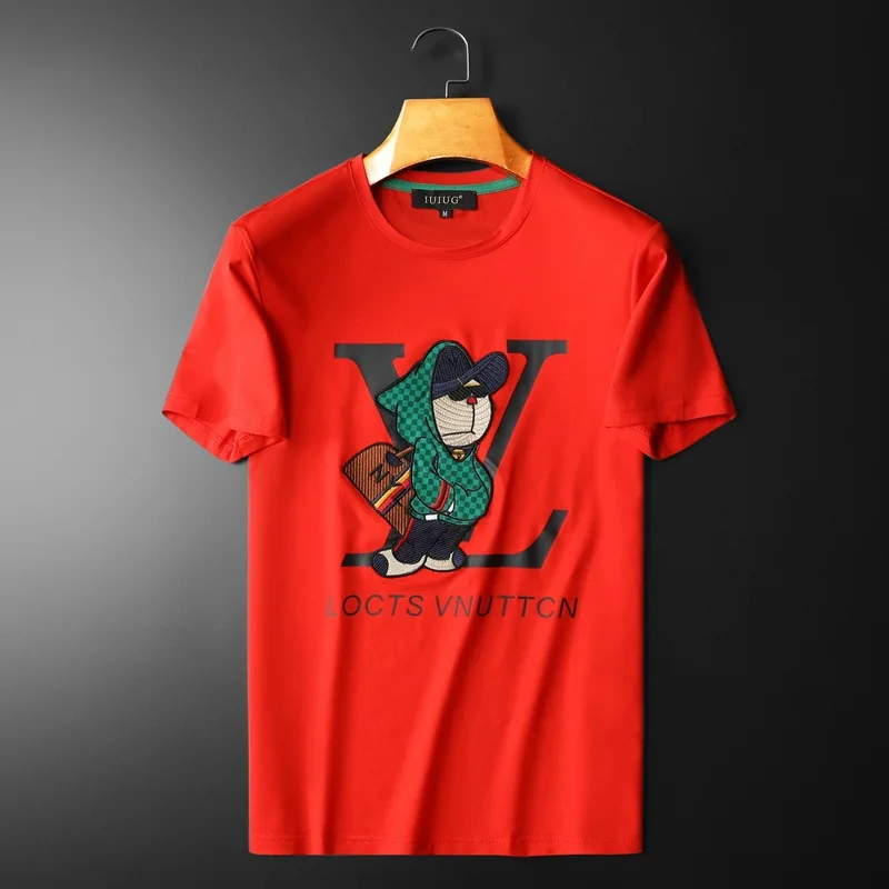 Chaopai Cartoon Embroidered Round Neck Short Sleeve T-shirt 1:1 designer clothes