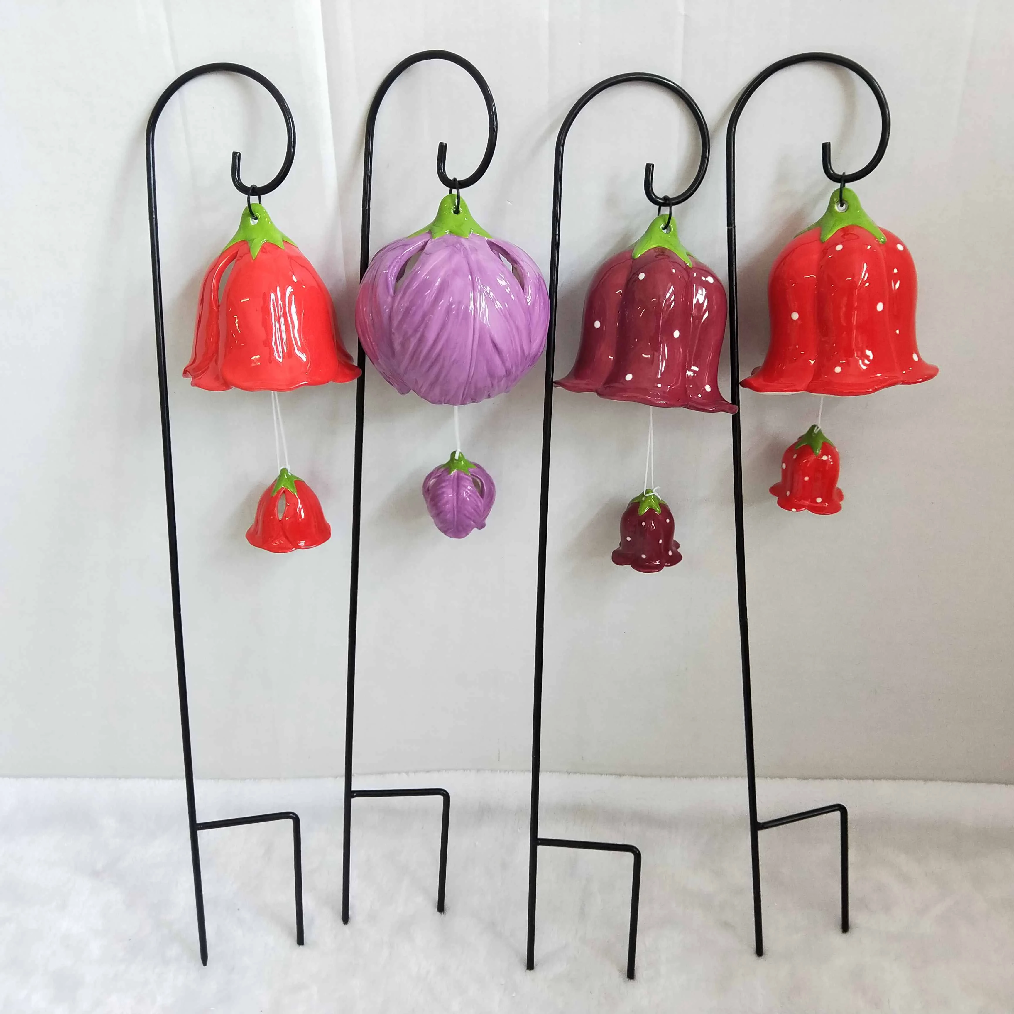 
Plant Pot garden home Garden CERAMIC DOUBLE TULIPS WITH METAL SLAT 