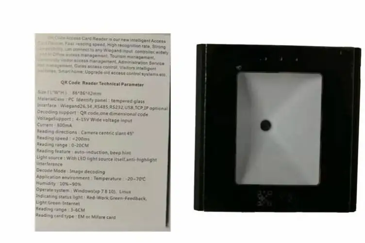 13.56mhz mounted QR code scanner wiegand rfid access card reader