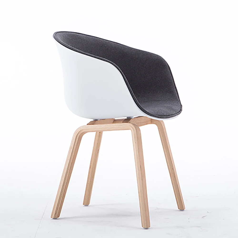 Scandinavian Furniture Basin Shape Pastoral Dining With Wood Leg Armrest Transparent Plastic High Chairs Modern Plastic Chair