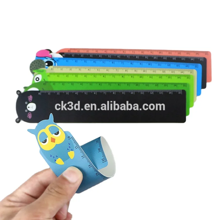 Promotional Office Ruler Cute Cartoon Plastic Transparent Straight ruler with lenticular printing advertising ruler
