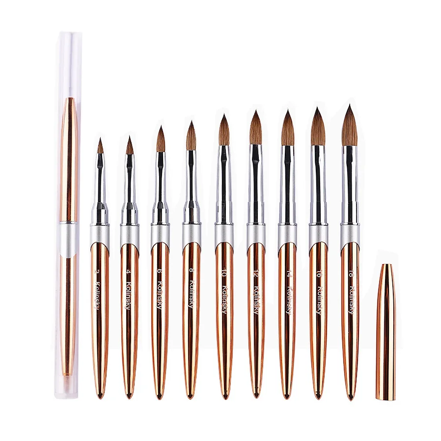 OEM 2 4 6 8 10 14 16 18 Kolinsky пользовательская акриловая круглая кисть для ногтей Размер 12