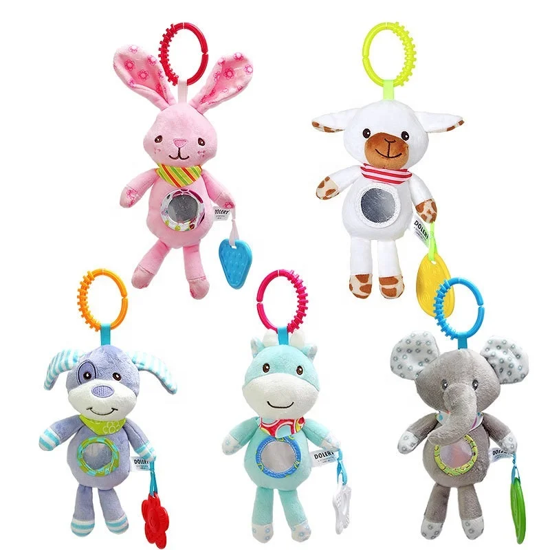 Newborn Baby Plush Stroller Hanging Toys Baby Rattles Mobiles Cartoon Animal Doll Crib Hanging Bell Educational Toys 0-12 Month