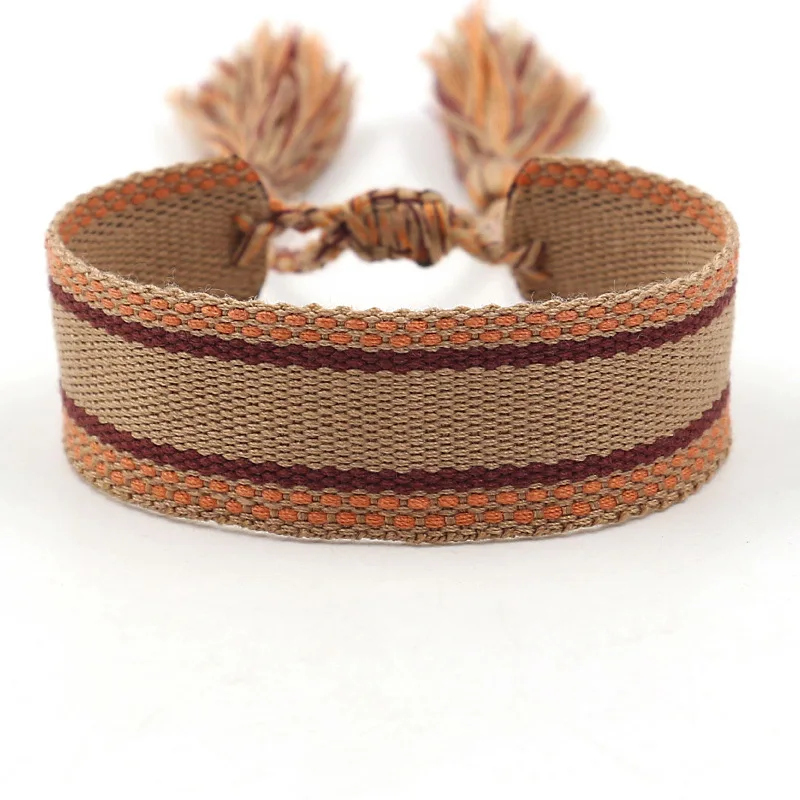Wholesale Custom Logo Woven Bracelet Women Boho Adjustable Handmade Tassel Bracelet