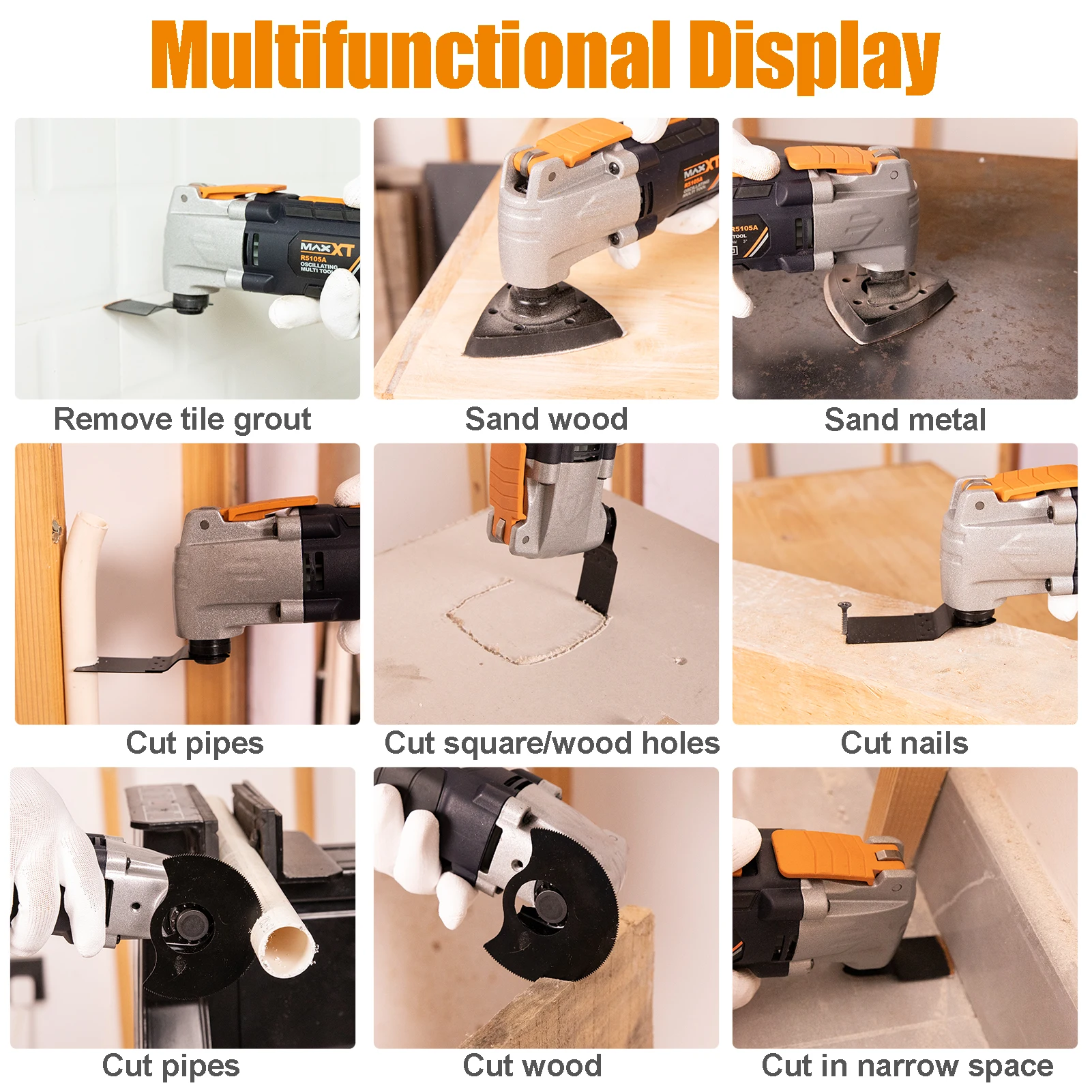 MAXXT Oscillating Multitool, Oscillating Saw with 6 Variable Speed 3 Oscillation Angle Quick Release Construction
